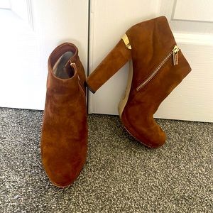 Michael kors suede heeled booties